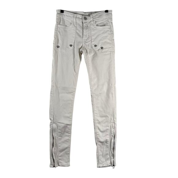 Zadig & Voltaire Womens White Cotton Blend Stretch Mid Rise Skinny Jeans Size 25 - Picture 1 of 9